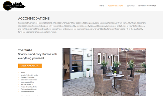 Corporate Housing Holland website